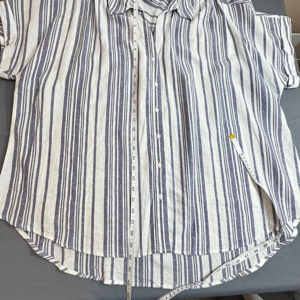 BLUE SOL Top‎ XXL Blue White Stripe Cap Sleeve Preppy Cotton Casual Classic - Picture 4 of 5